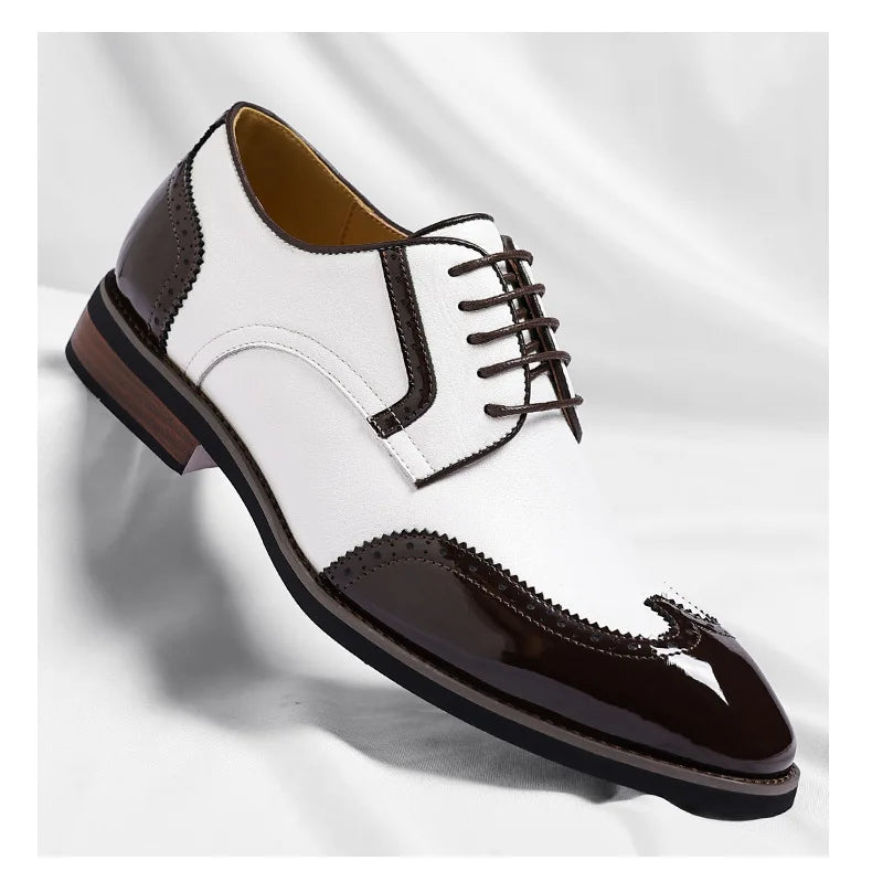 New Designer Business Leather Shoes for Men Color Match Lace Designer Casual Shoes Male Spring Autumn New Dress Brogue Shoe Man