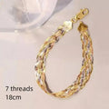 Real 925 Sterling Silver Three Color Gold Plated Multi Threads Woven Bracelets For Women Italian Jewelry Trendy Luxury Bracelets
