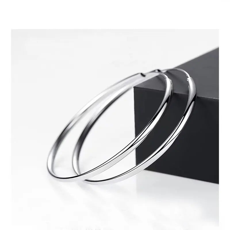 Fashion S925 Earrings 3-7CM Diameter Big Hoop Earrings For Women  Platinum Plated Ear Rings Cерьги Kольца