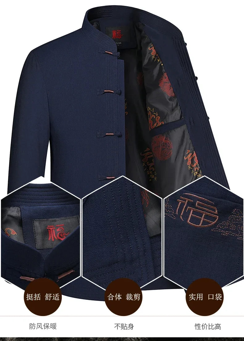 Spring and Autumn New Middle-aged and Elderly Men Father Tang Jacket Chinese Style Hanfu National Wind Grandpa Coat Jacket