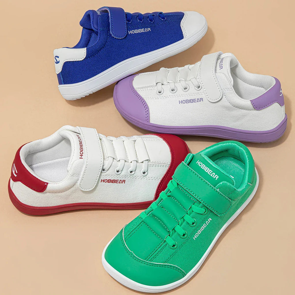Boys Girls Barefoot Shoes Kids Wide Toe Minimalist Sneakers Lightweight Hook Loop Artificial Leather Fabric Shoes