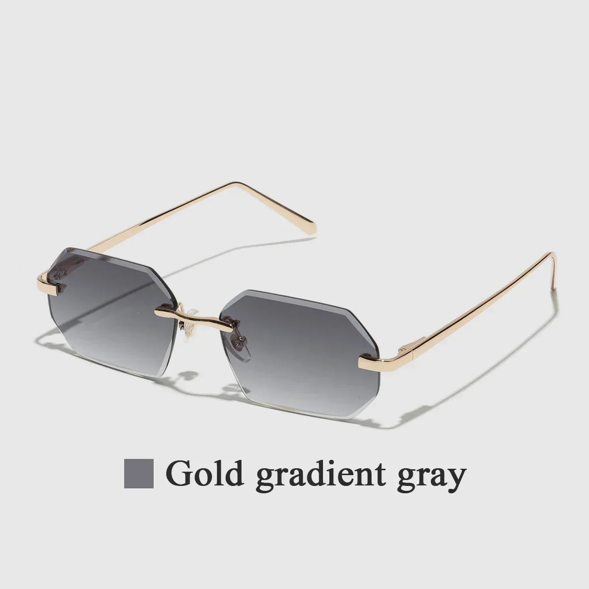 Sunglasses Men Brand Designer Fashion Rimless Sun Glasses Shades Diamond Cut Lens Ladies Frameless Metal Eye glasses