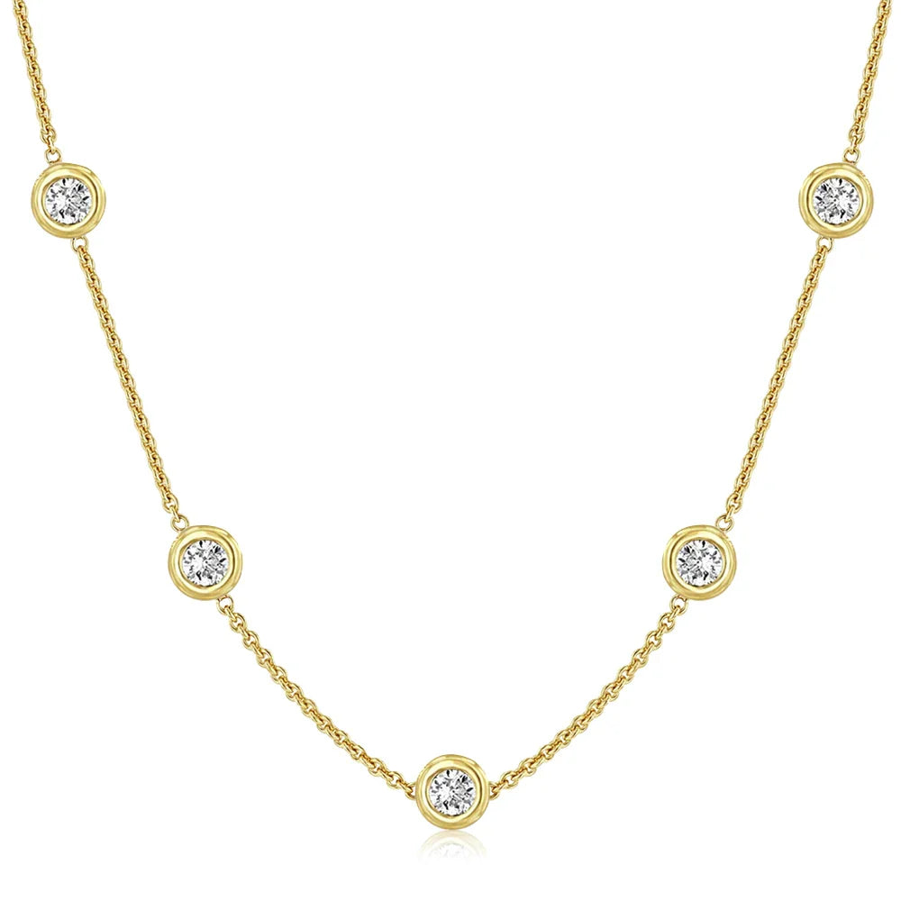 5mm 5 Stones Bubble Moissanite Necklace Certified Original 18k Gold Plated 925 Silver Diamond Choker Chain for Women Jewelry GRA