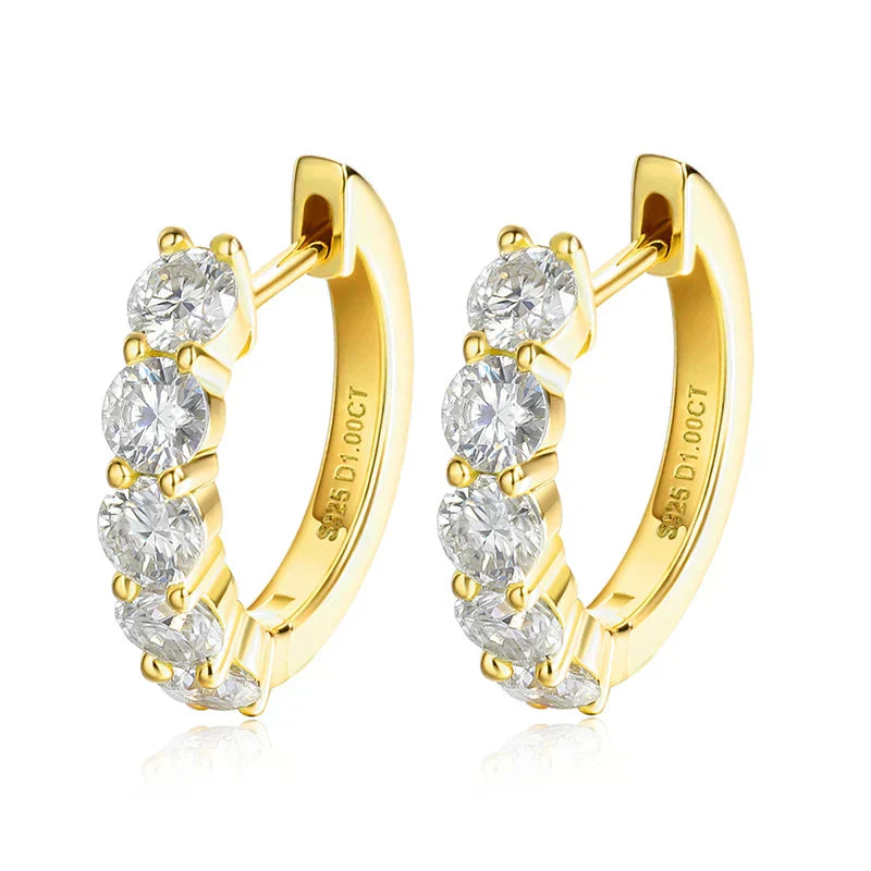 Each 0.2CT 3.5mm Certified All Moissanite Hoop Earrings for Women Classic Sparkly Bridal Jewelry Pure 925 Plated 18K