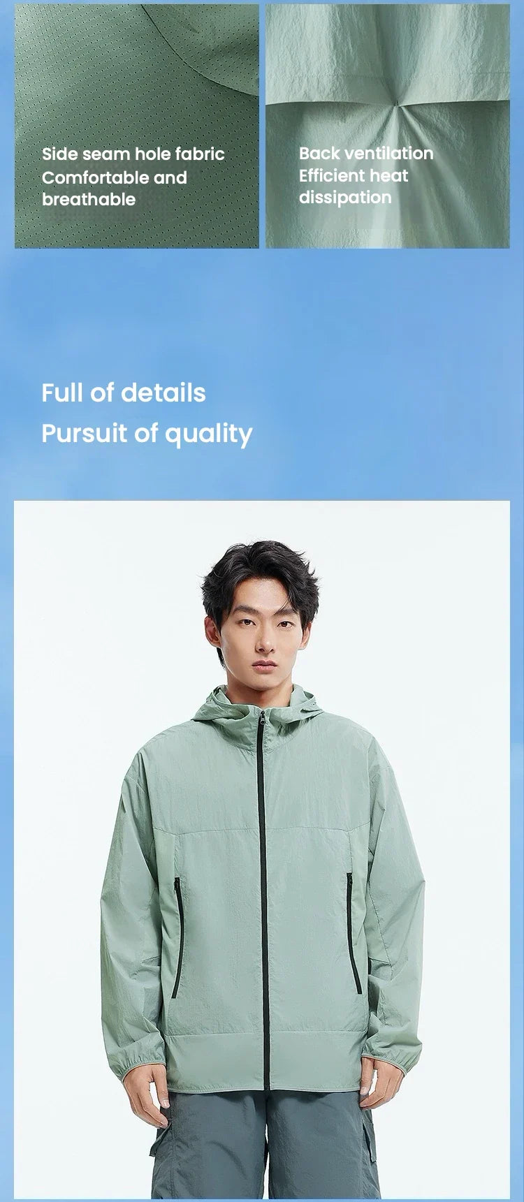 Sun Protection Jacket Men Lightweight Cool Feeling Triple Protection Hooded Top 2025 New Summer Jacket for Outdoor