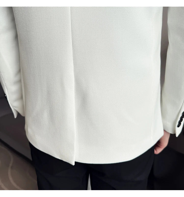 New Chinese Stand-Up Collar Suit Jacket High Quality Waffle Business Slim Fit Men's Social Party Suit Dress Men's clothing 5XL-M