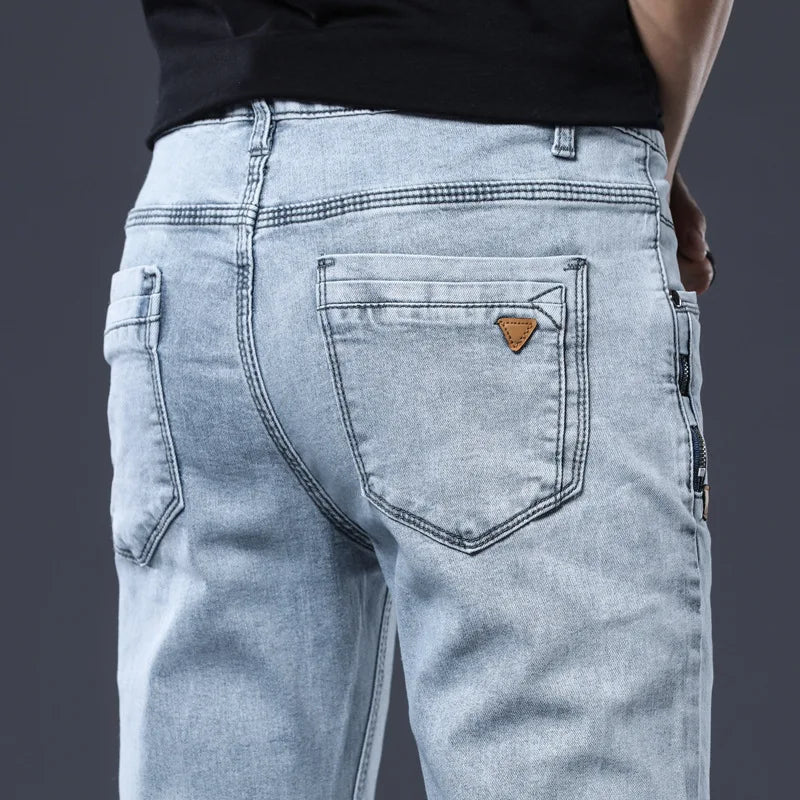 Skinny Denim Jeans Men Slim Fit Stretch Mens Jeans Pant Gray Blue 2025 New