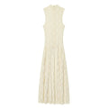 HH Women's Spring Summer Stylish Off‑White High Neck Lace Sleeveless Dress Female Elegant Temperament Zipper Long Party Dress