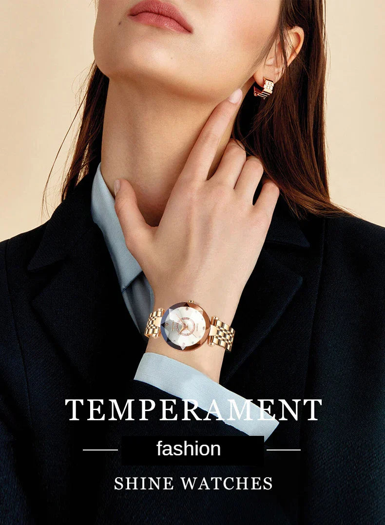 Ocean Star Women Crystal Watch 2025 Top Brand Luxury Rose Gold Women Bracelet Watch For Ladies Wrist Watch Relogio Feminino