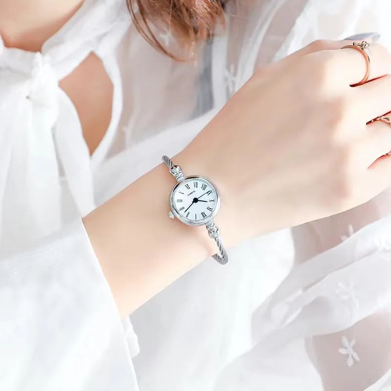 Luxury Women's Watch Small Gold Bangle Bracelet Watches Stainless Steel Retro Ladies Quartz Wristwatch Female Thin Chain Clock