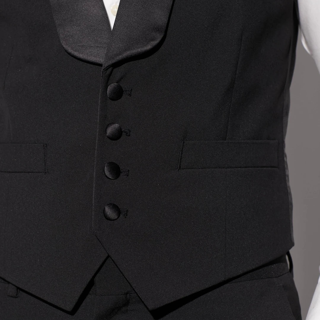 Men Vest Black With Lapel Single Button Waistcoat For Wedding Birthday Party Prom Business Work Daily Casual Men Suit Vest
