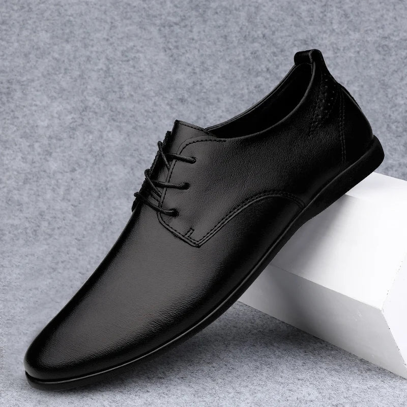 Fashion Simple Mens Oxford Shoes Breathable Male Business Footwear Handmade Formal Dress Shoes Genuine Leather Men Casual Shoes