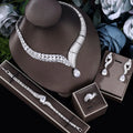 Popular Water Drop Colorful Crystal Bridal Wedding Set Nigeria 4-piece Cubic Zirconia Women's Bridal Necklace Jewelry Set