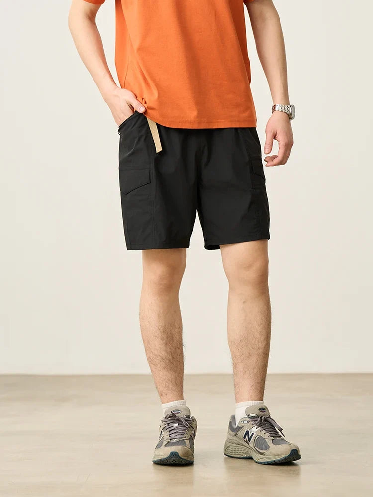 2026 Summer New Oversize 145gsm Elastic Quick Dry Fabric Shorts Men Elastic Wait Cargo Outdoor Shorts