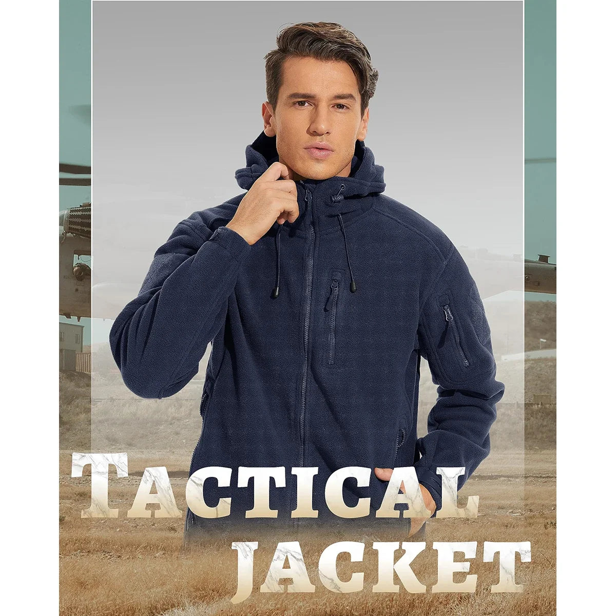 Fall Winter Men's Hooded Fleece Jacket Full Zip Up Soft Warmth Windproof Coat Outdoors Working Hiking Fishing Outerwear