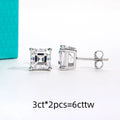 Classic Asscher Moissanite Stud Earrings 1cttw-6cttw D Color VVS1 925 Sterling Silver Women's Jewelry
