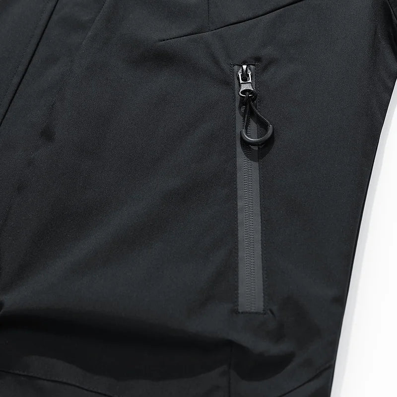 جاكيت رجالي بغطاء للرأس سترة واقية معاطف مطرية مقاسات كبيرة 6XL 7XL 8XL مقاسات إضافية مقاوم للماء أسود بومبر للتخييم فضفاض رفيع سوفتشيل