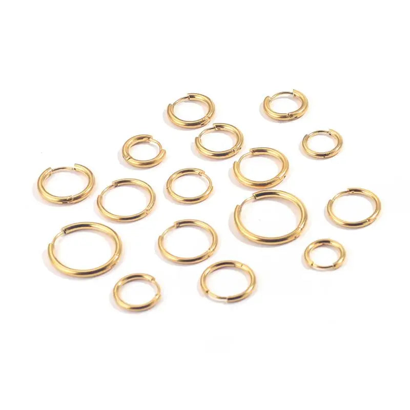 10pcs Stainless Steel Small Hoops Earring Piercing Ear Cartilage 8-20mm Women Men Stainles Steel Round Circle Pendientes