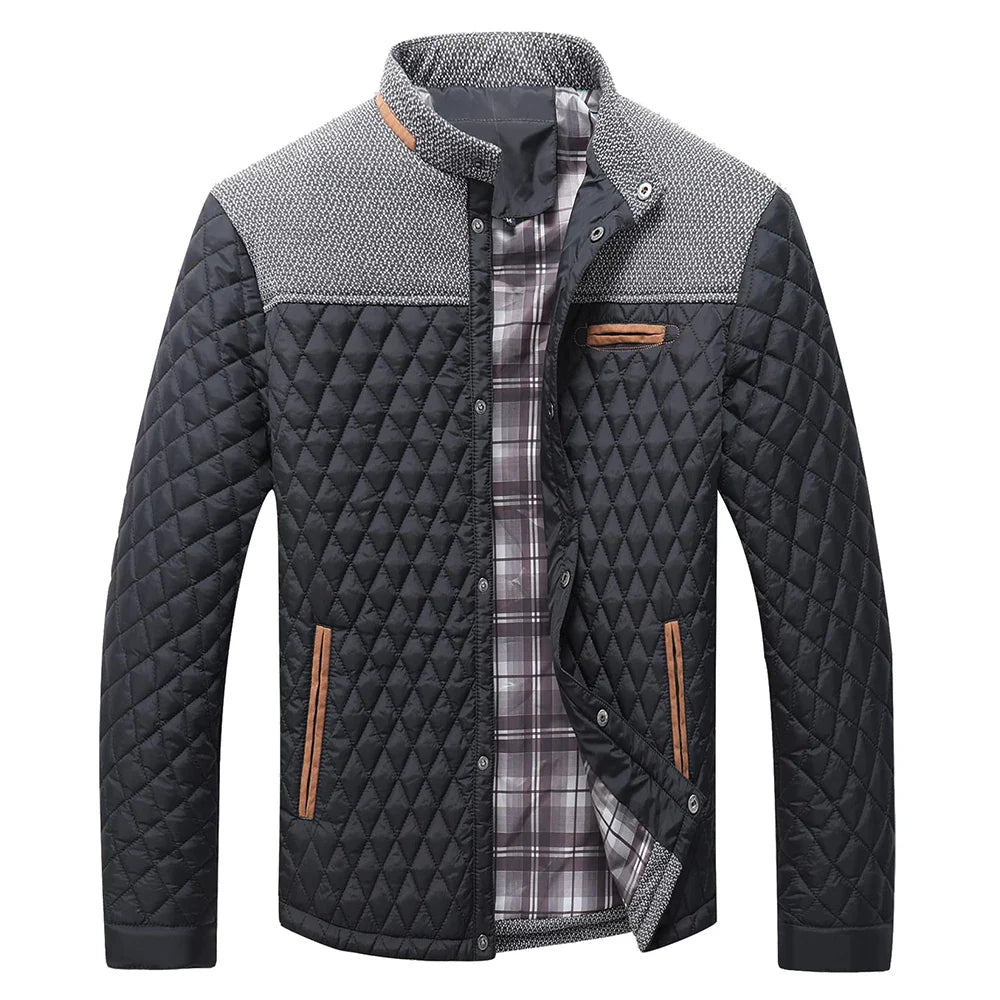 Men's Jackets Casual Bomber Coat Diamond Quilted Puffer Down Lightweight Casual Button Down High Quality Overshirt Us Size