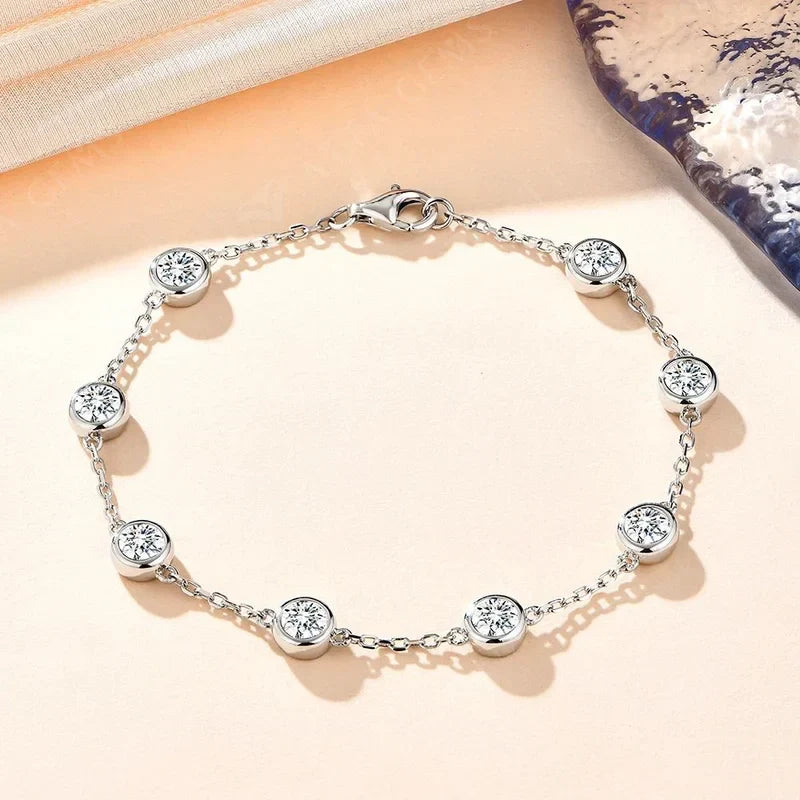 ATTAGEMS Moissanite Bracelet 925 Sterling Silver 4.0mm D Color Diamond Gemstone Bracelets For Women Rhodium Plated Jewelry