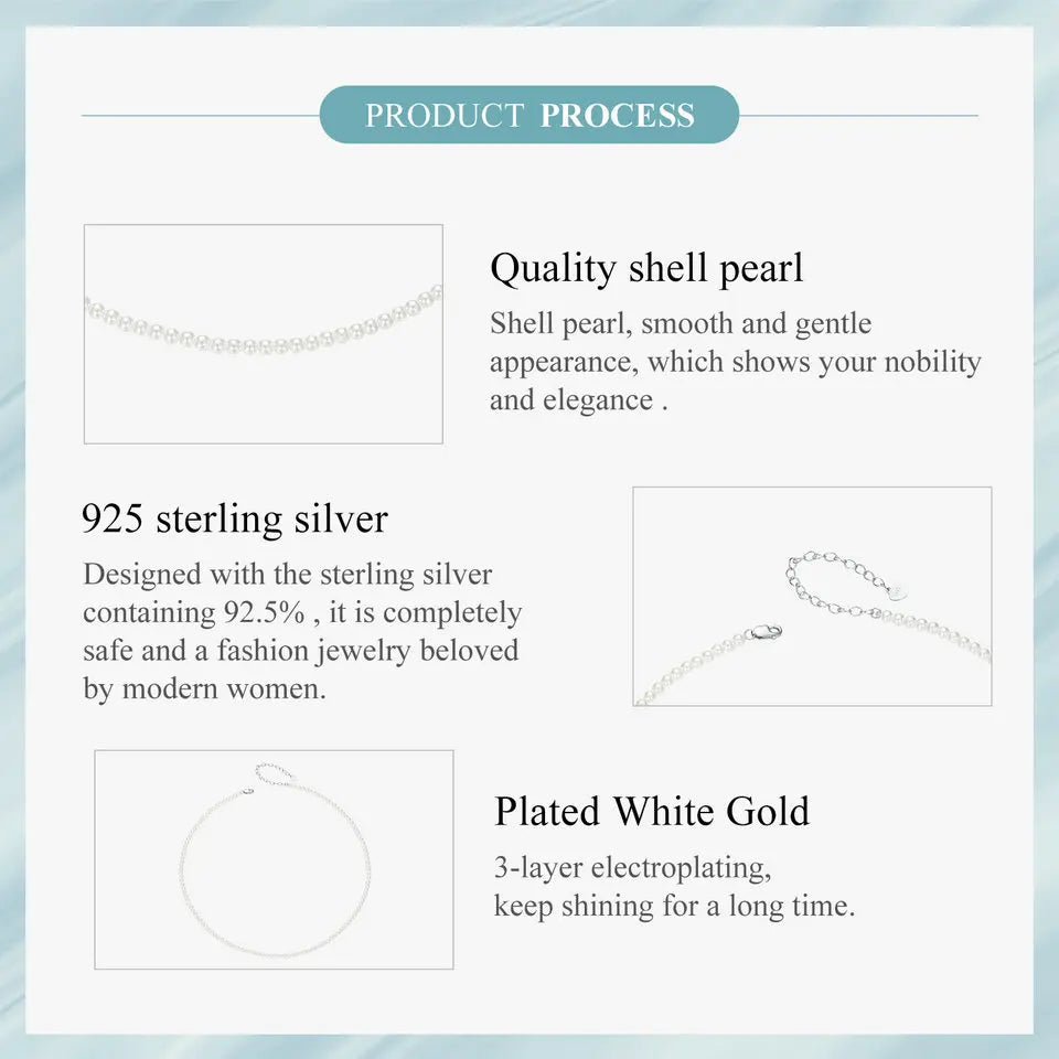 Pearl Necklace for Women Shell Pearl Beaded Necklace, 925 Sterling Silver Australian South Sea Pearl Necklace Jewelry