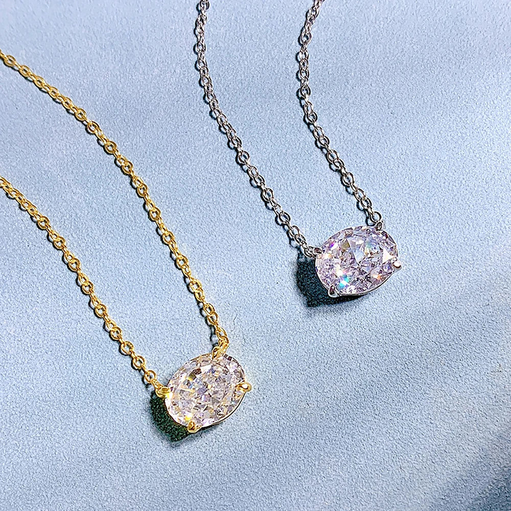 3CT Oval Cut Moissanite Pendant Necklace for Women  Certified 8*10mm Lab Diamond Neck Chain 925 Sterling Silver Fine Jewelry