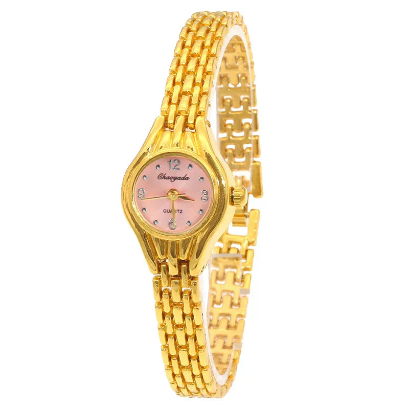 Ladies Gold Plated Watch Women Bracelet Quartz Wristwatch Girl Analog Feminino Relojes Hour Luxury Watches Elegant Casual Clock