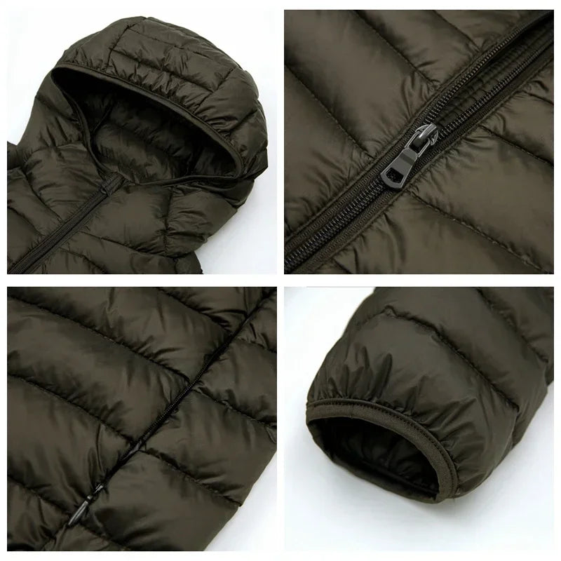 Down Jacket Men's 2024 New 90% White Duck Down Super Light Down Jacket Men's Lightweight Thermal Coat Hooded Feather Coat