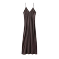 Women's Satin Midi Dress, V Neck, Thin Straps, Backless, Female Dresses, Sexy Fashion