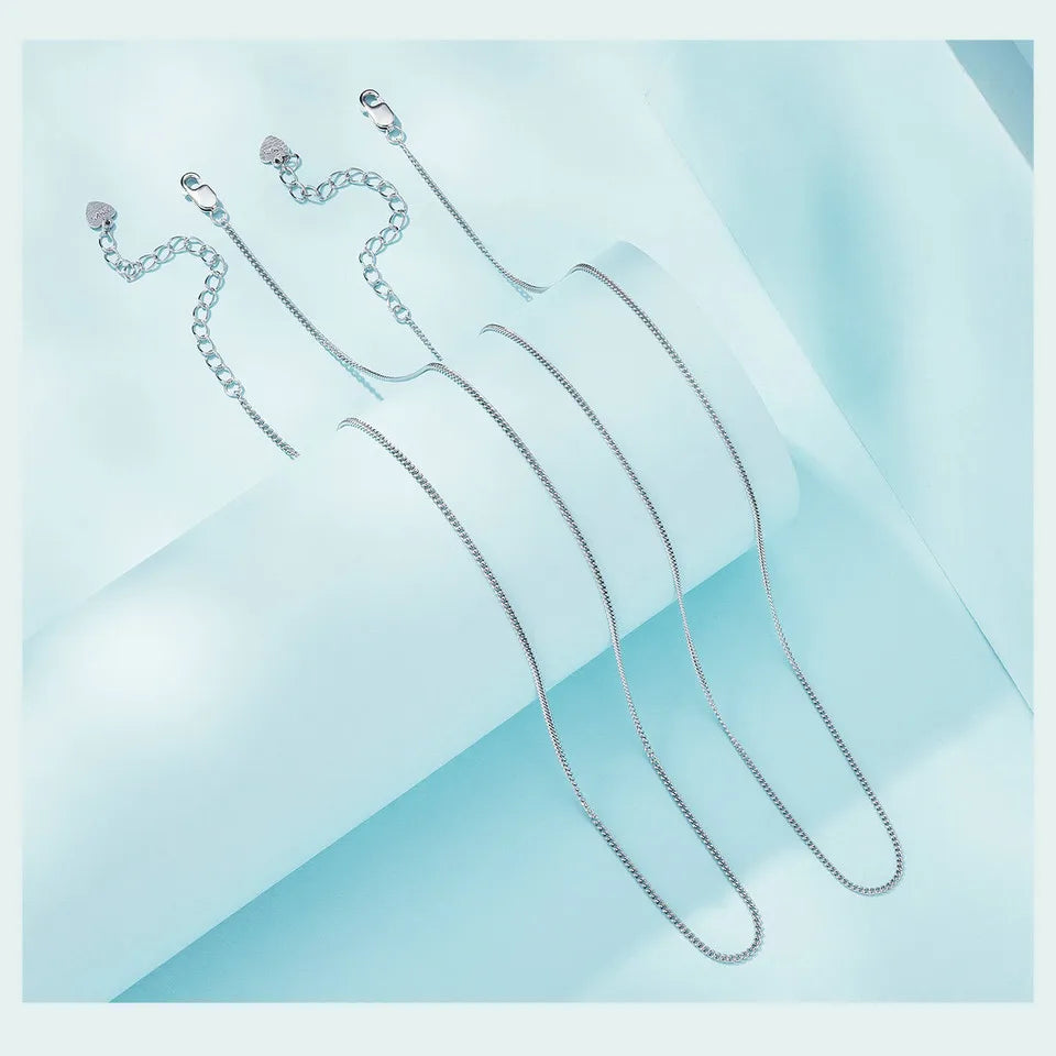 Classic Basic O-chain Solid 925 Sterling Silver Lobster Clasp Adjustable Necklace Box Cable Chain DIY Jewelry for Women