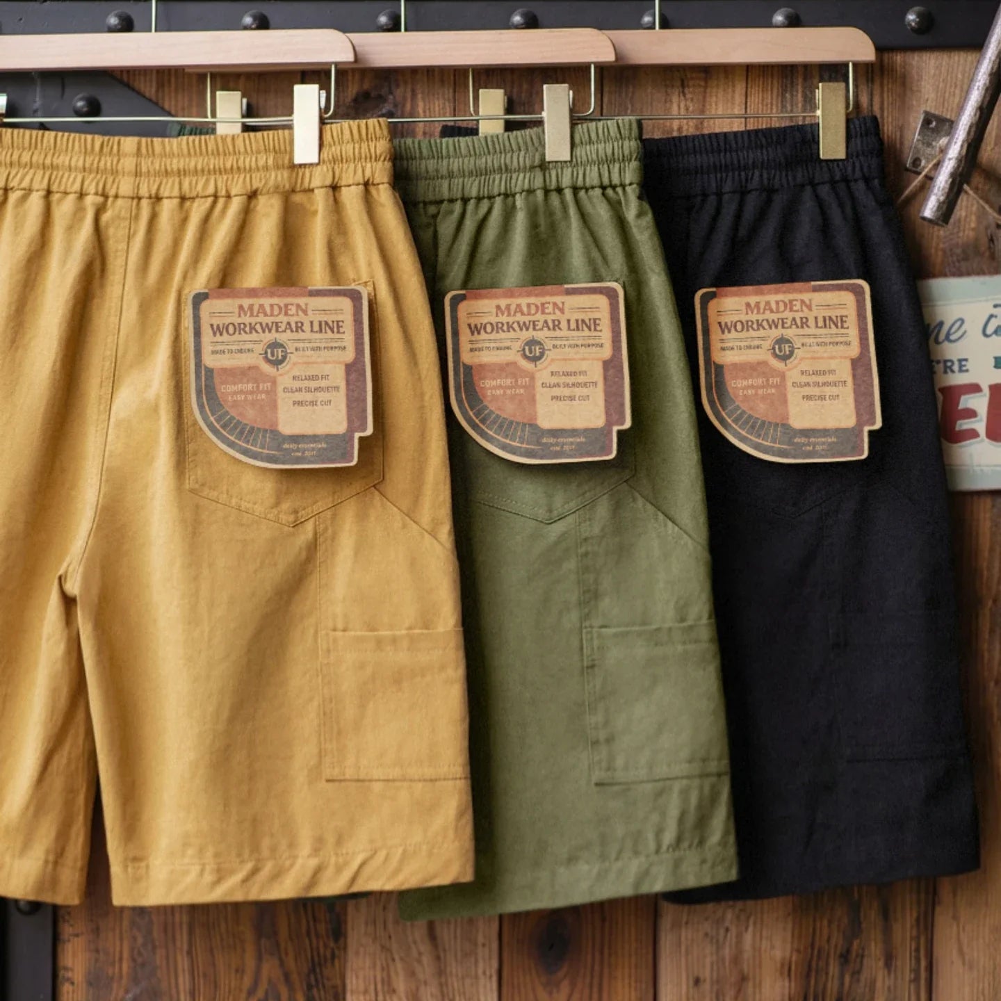 Vintage Mountain Series Lightweight Cargo Shorts Retro Double Knee Wide Leg Logger Style Outdoor Camping Men Summer