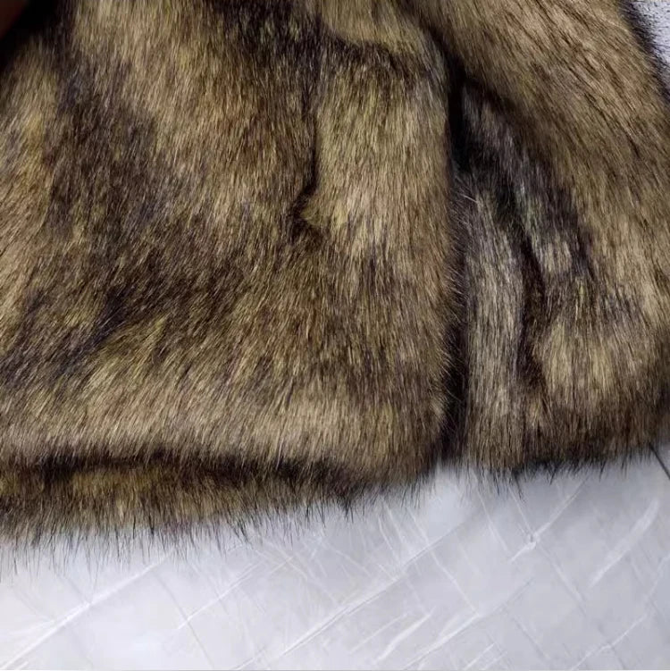 Winter Short Thick Warm Hairy Shaggy Faux Raccoon Fur Coat Men Long Sleeve High Quality Luxury Fluffy Jacket 2023
