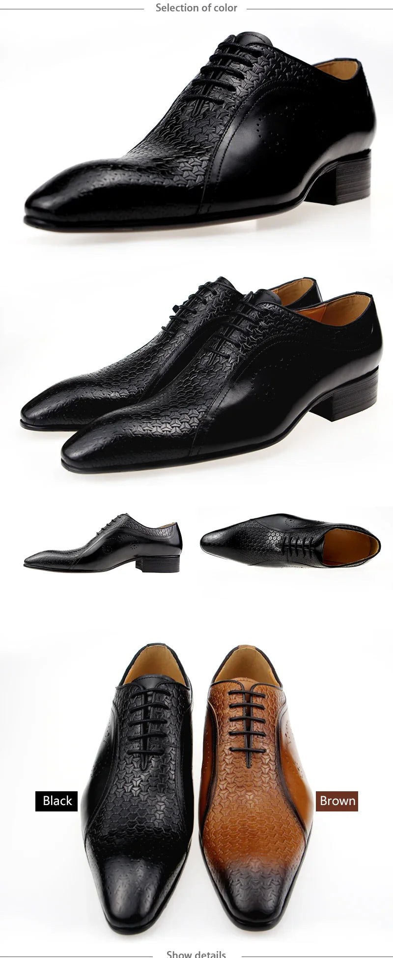 High Quality Formal Genuine Leather Shoes Men's Evening Wedding Comfortable Footwear Side Carving Shoes Black Brown Brogue