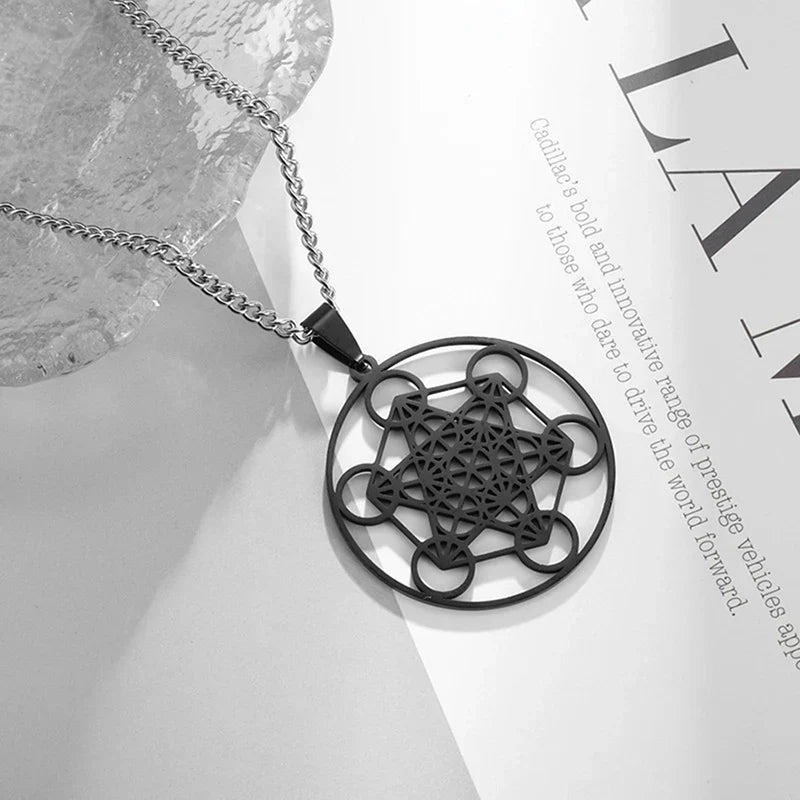 Archangel Metatron Pendant Necklace Stainless Steel Sacred Geometry Hexagram Jewelry Accessories