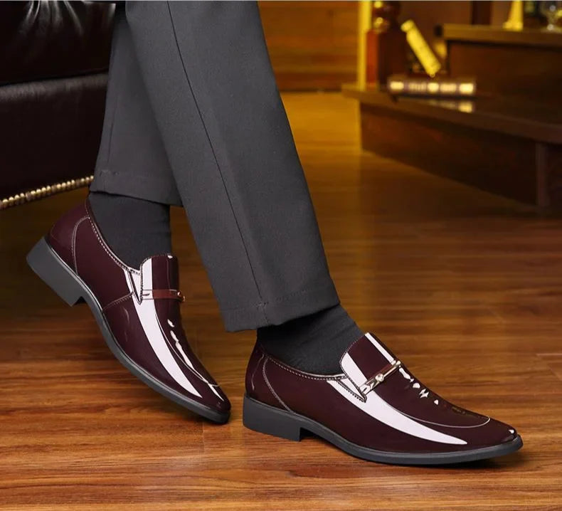 Patent Leather Men's Formal Shoes Casual Business Social Shoe Male Bright Upper Spring Autumn Cheap Clearance Not 2025 Style New