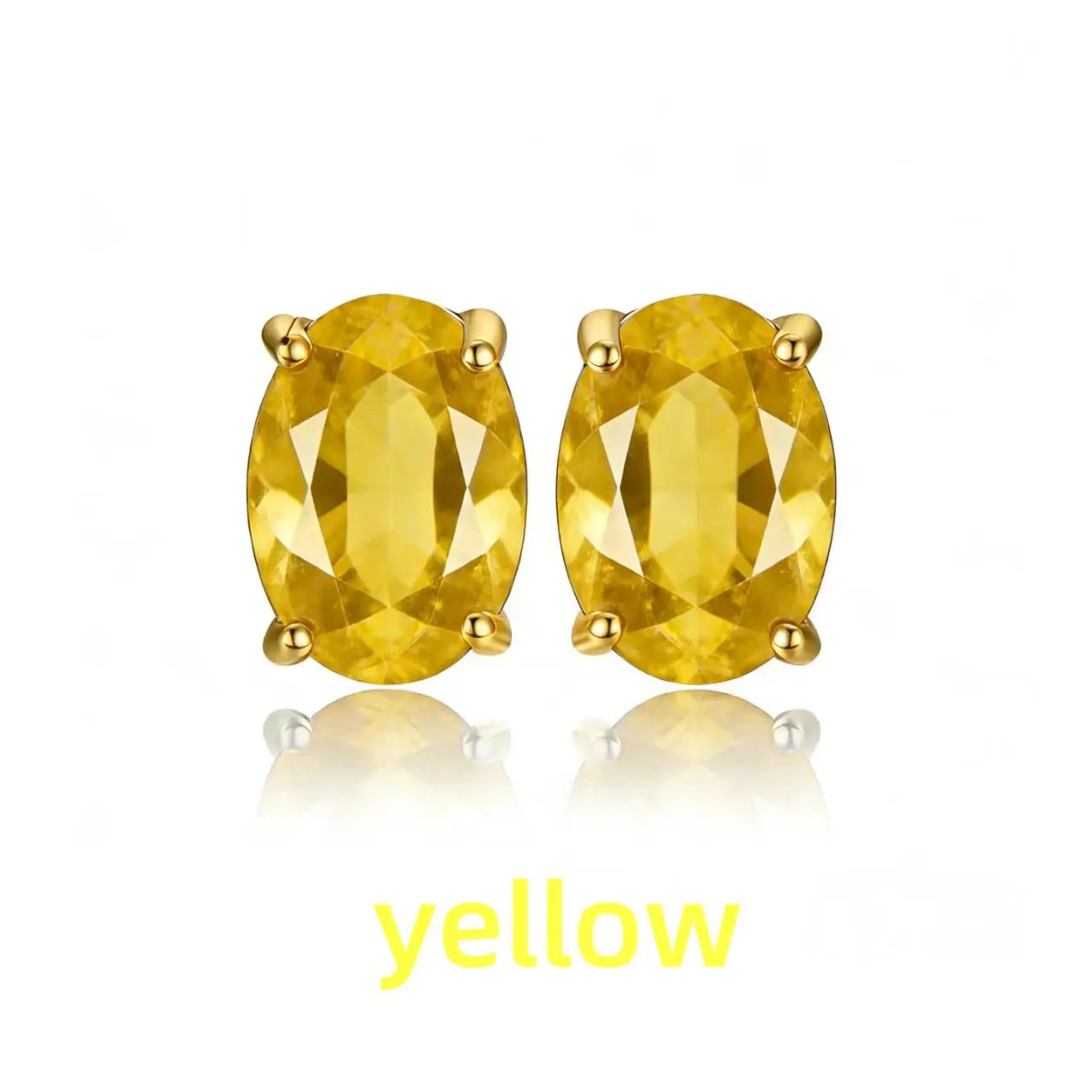 Rose Gold Yellow Gold Plated Oval Natural Amethyst Citrine Garnet Topaz Peridot 925 Sterling Silver Earrings for Women