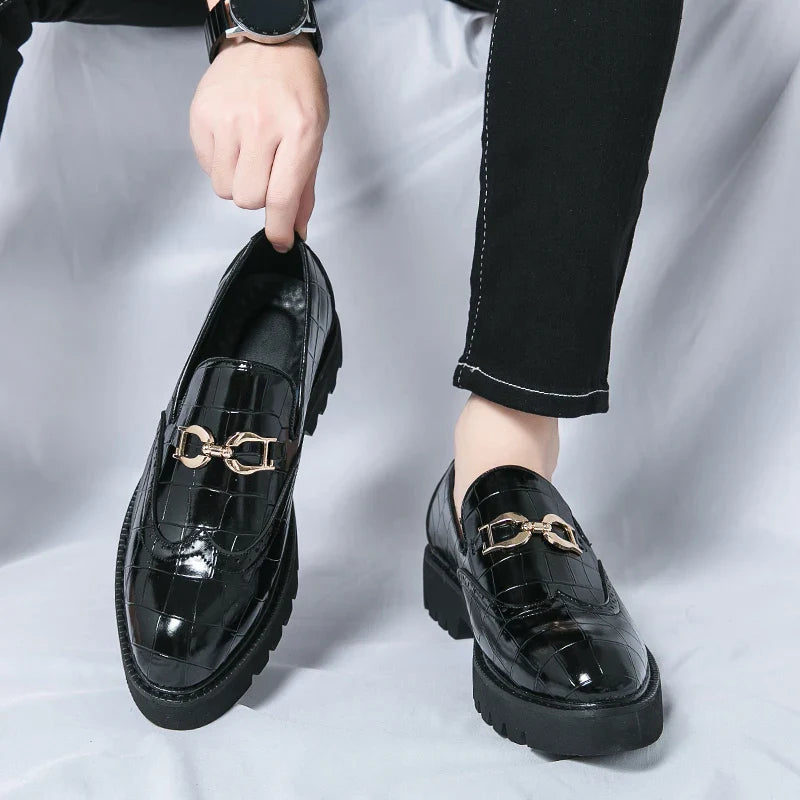 Trendy Brand Green Brogue Shoes Men's Leather Business Shoes Groom's Wedding Men's Loafers British Style Dress Shoes Men