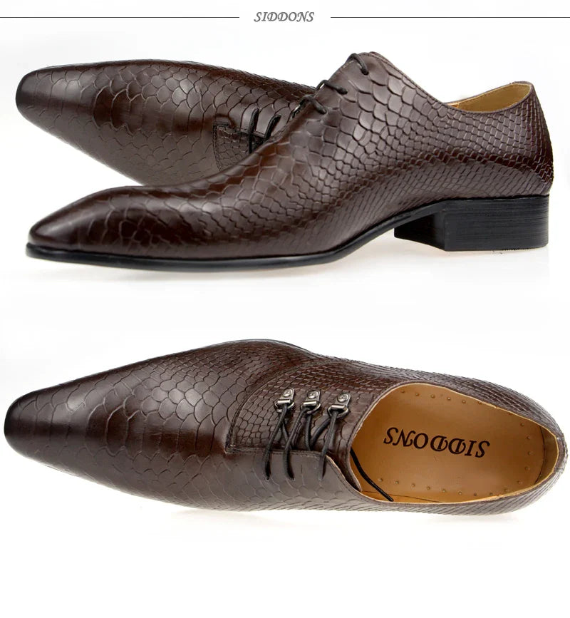 Men's Casual Dress Shoes Classic Oxfords Formal Modern Business Shoes Social Male Wedding Dress Sapato Loafer Serpentine Print