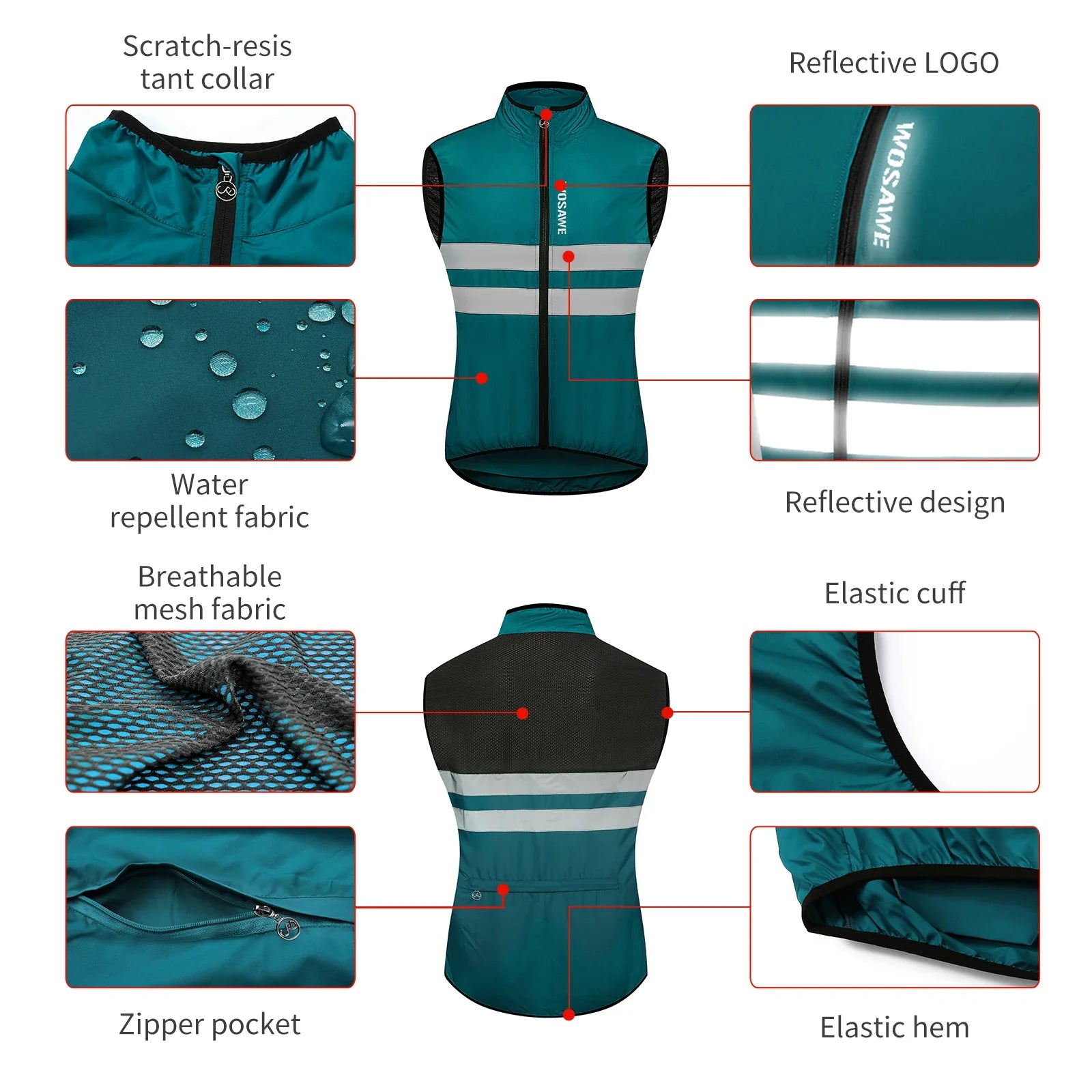 Wind Jacket Lightweight Cycling Windbreaker Windproof Bike Jacket Water Resistant Long Sleeve Jersey Wind Coat Vest