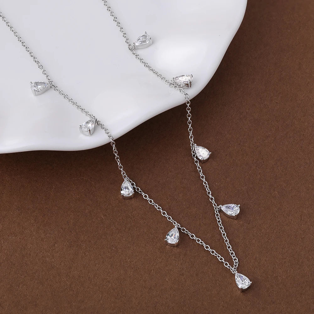 0.5carat Pear Cut Moissanite Diamond Drop Necklaces for Women 925 Sterling Silver Bridal Neckchain Fine Jewelry with Certificate