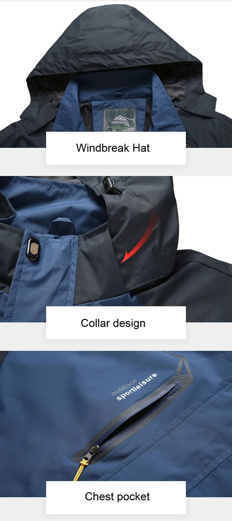 Men Autumn Jacket Camping Hiking Trekking Windbreaker Waterproof With Hood Spring Outdoor Sports Travel Climbing Coats