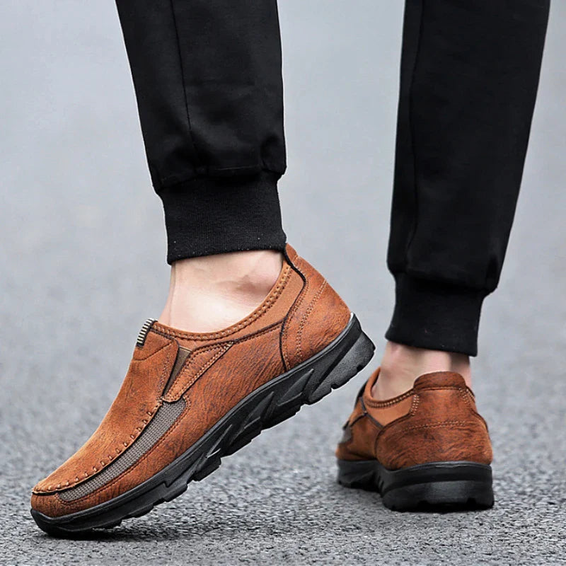 Men’s Breathable Casual Loafers – Lightweight Slip-On Walking Shoes (Black, Brown, White)
