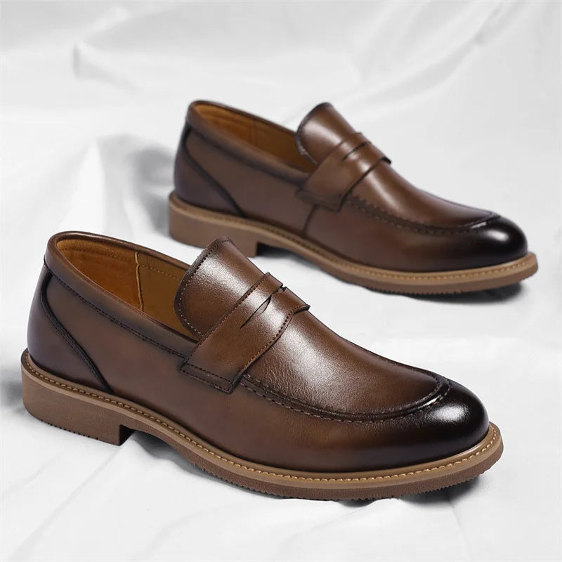 British Style Business Casual Shoes for Man Spring Autumn New Designer Leather Shoes Male Solid Color Men's Dress Elegant Shoe