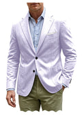 Men's Cotton Blazer Notch Lapel 2 Button Slim Fit Suit Jacket Lightweight Breathable Business Casual Daily Sport Coat for Spring