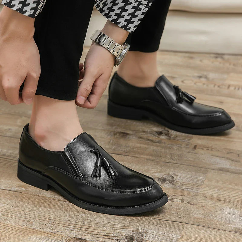 Luxury Designer Mens Business Formal Leather Dress Black Brand Casual Shoes Wedding for Men Office Luxury Flats Footwear Loafers