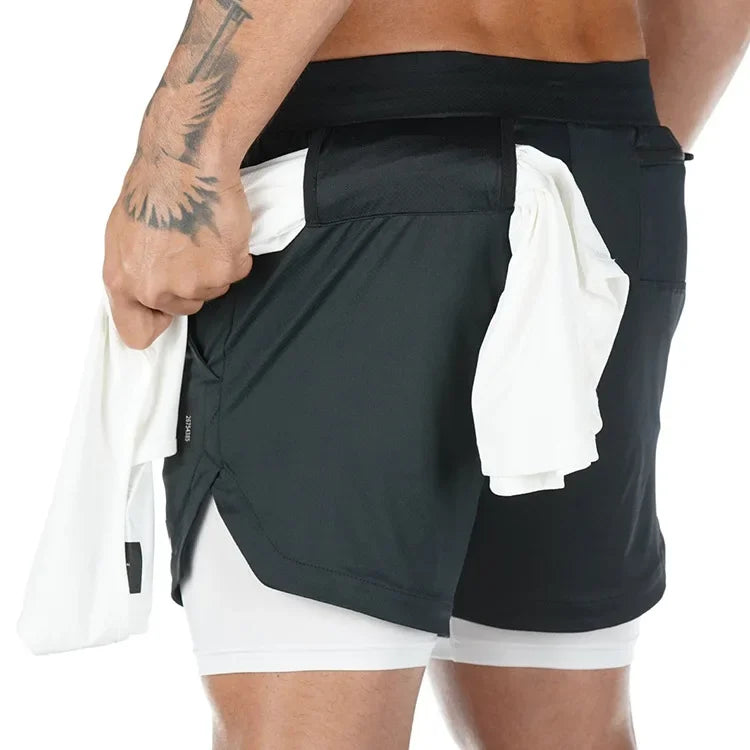 Men's Summer Quick Dry Running 2 in 1 Shorts Sports Jogger Short Pants Male Gym Fitness Workout Sweatpants Plus Size M-5XL