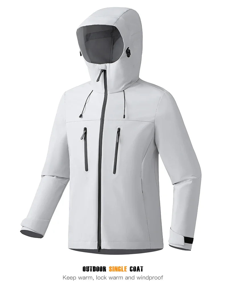 Unisex Waterproof Windbreaker Jacket - Single-Layer Raincoat for Hiking, Camping - Certified Moderate Rain Protection
