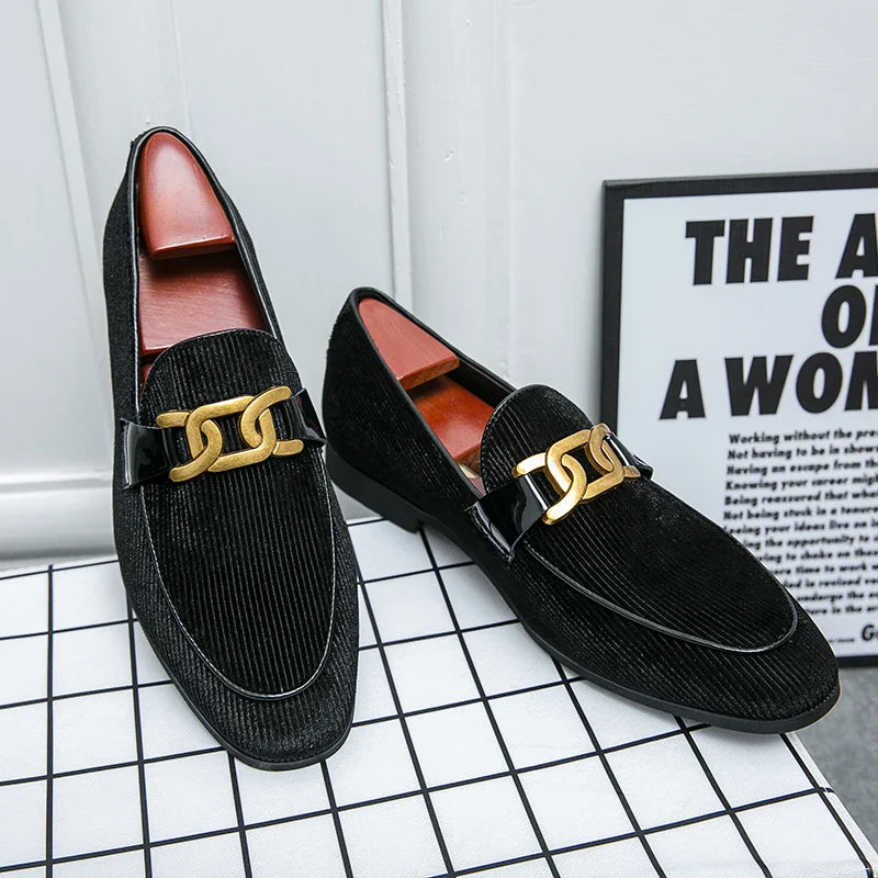 Plus Size 38~48 Mens Loafers Brand Corduroy Casual Leather Designer Vintage Slip-on Classic Men Driving Wedding Male Dress Shoes