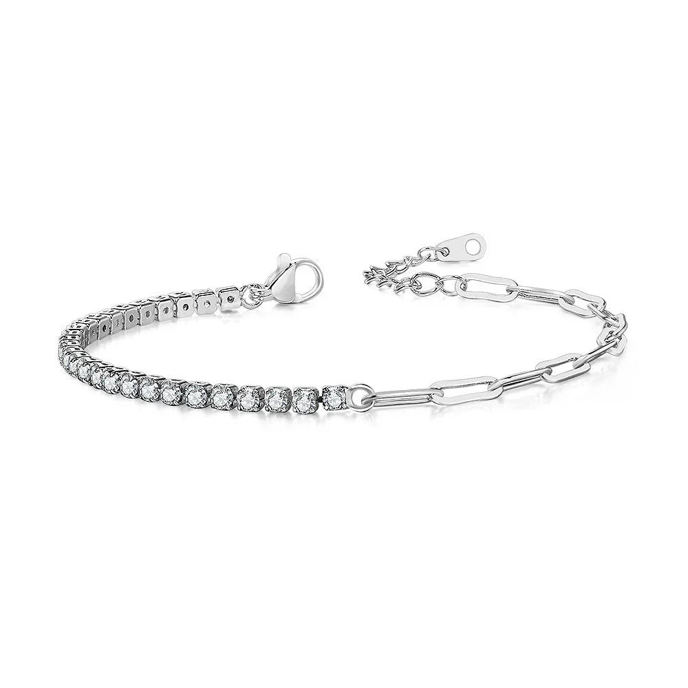 2mm Moissanite Tennis Bracelets With Gra Certificate S925 Sterling Silver Plated 18k Gold Paper Clip Bracelet For Women