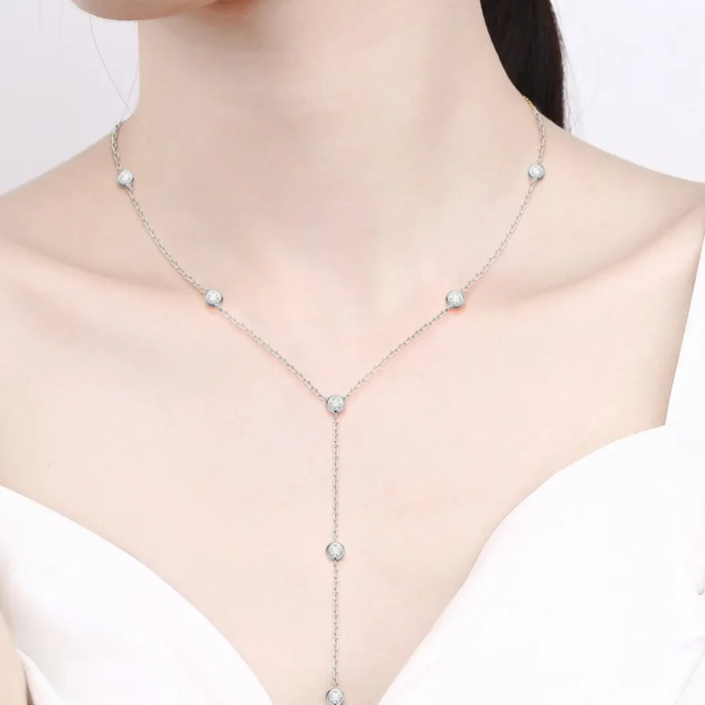 3mm 4mm All Moissanite Necklace for Women 925 Sterling Silver  Round Bubble Diamond Neck Chain Chocker Fine Jewelry GRA